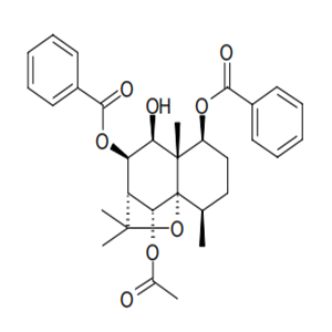 6α-Acetoxy-1β,8β-dibenzoyloxy-9β-hydroxy-β-dihydroagarofuran, YCP2447