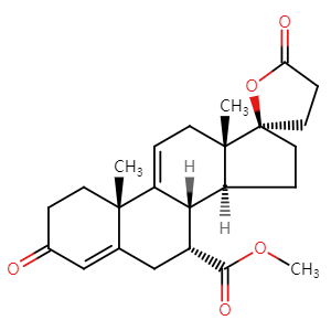Pregna-4,9(11)-diene-7,21-carboxylic acid,17-hydroxy-3-oxo-g-lactone, methyl ester(7a,17a), CAS No. 95716-70-4, YSCP-168