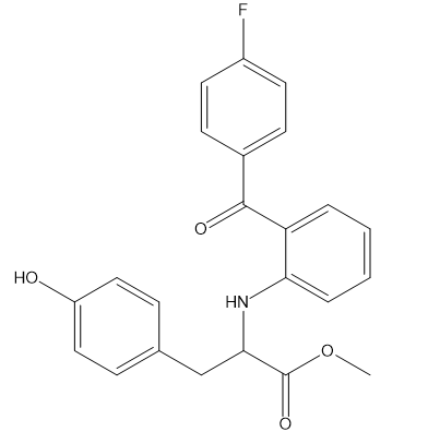 2-[2-(4-Fluoro-b enzoyl)-phenyla mino]-3-(4-hydr oxy-phenyl)-pro pionic acid methyl ester, CAS No. 934348-99-9