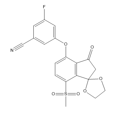 3-Fluoro-5-((7-(methylsulfonyl)-3-oxo-2,3-dihydrospiro[indene-1,2'-[1,3]dioxolan]-4-YL)oxy)benzonitrile, CAS No. 1672668-41-5